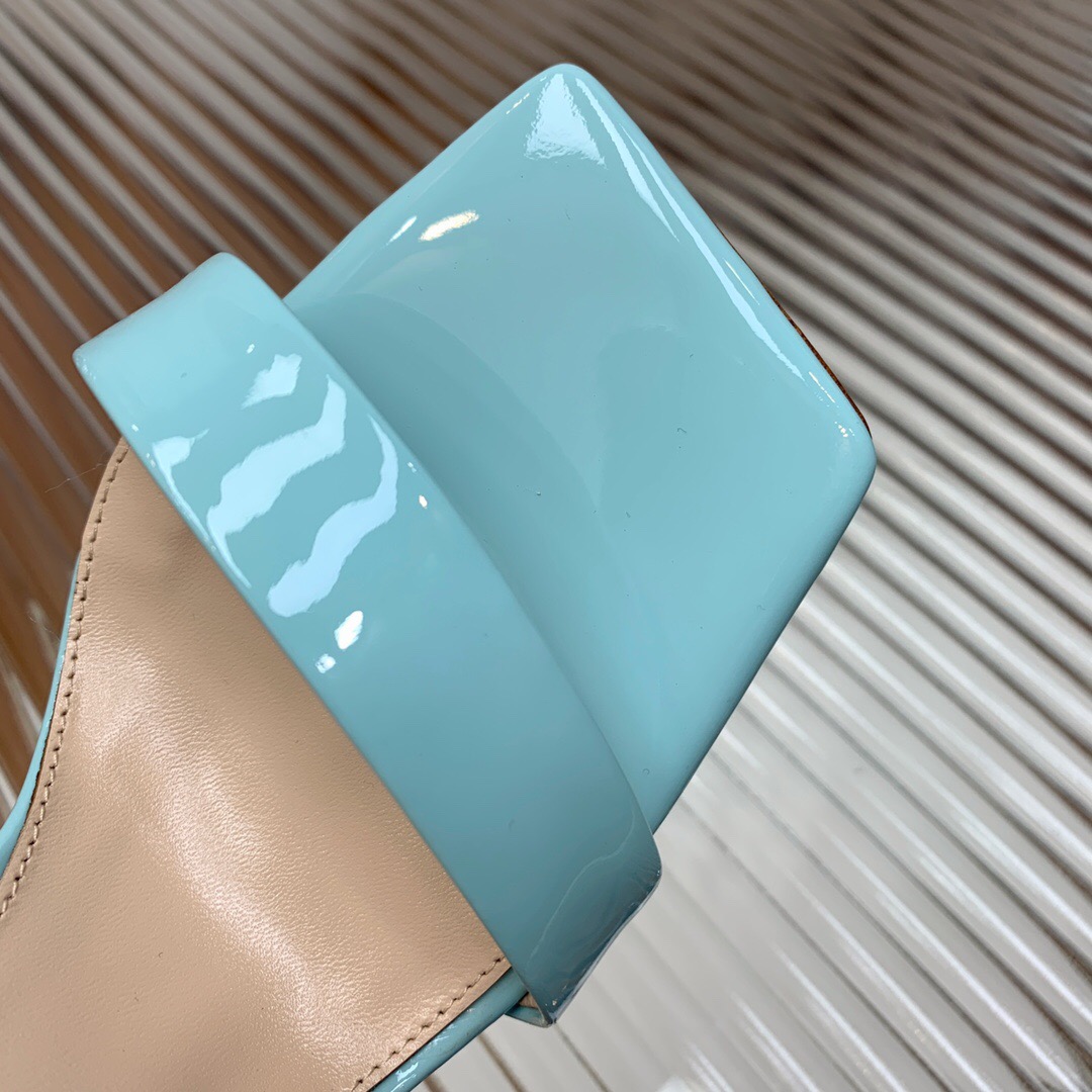 2025 Women Gianvito Rossi Light Blue Patent Leather High Heel Sandals