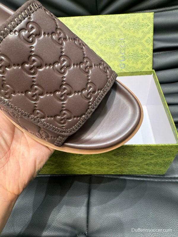 2024 Slippers Gucci Brown Leather Slippers MJ00200