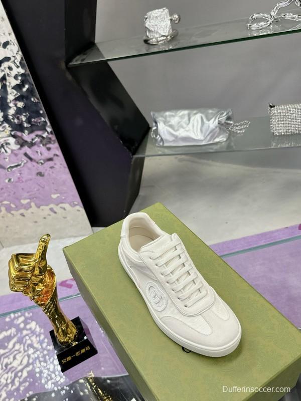 2024 Unisex Gucci White Leather Suede Sneakers MJ00310