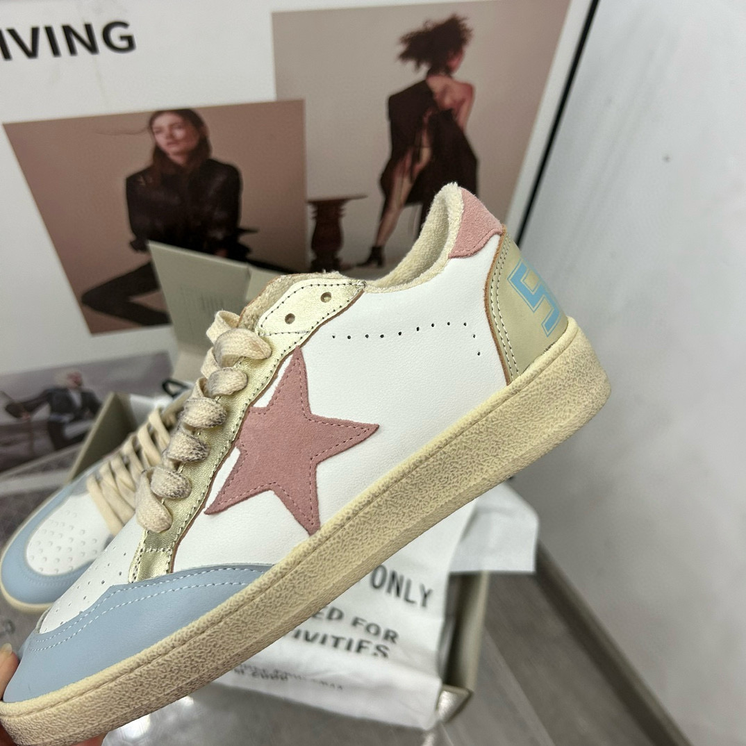 2024 Unisex GGDB White Light Blue Pink Leather Low Top Sneakers MJ00260