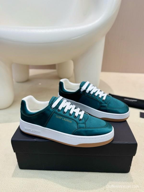 2024 Unisex Yves Saint Laurent Green Satin Casual Sneakers