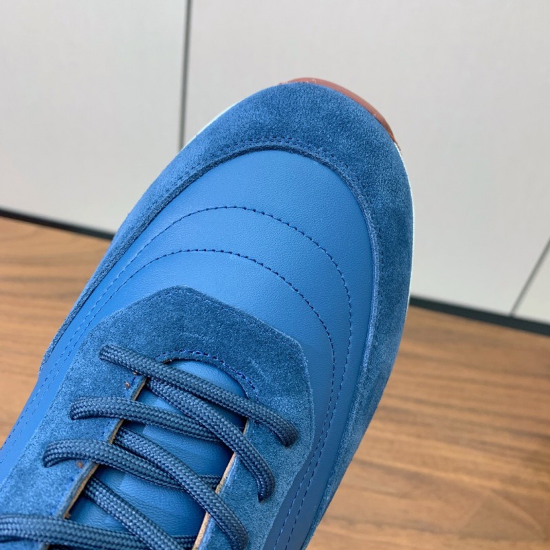 2025 Unisex Le Parmentier Blue Brown Suede Leather Sneakers LY