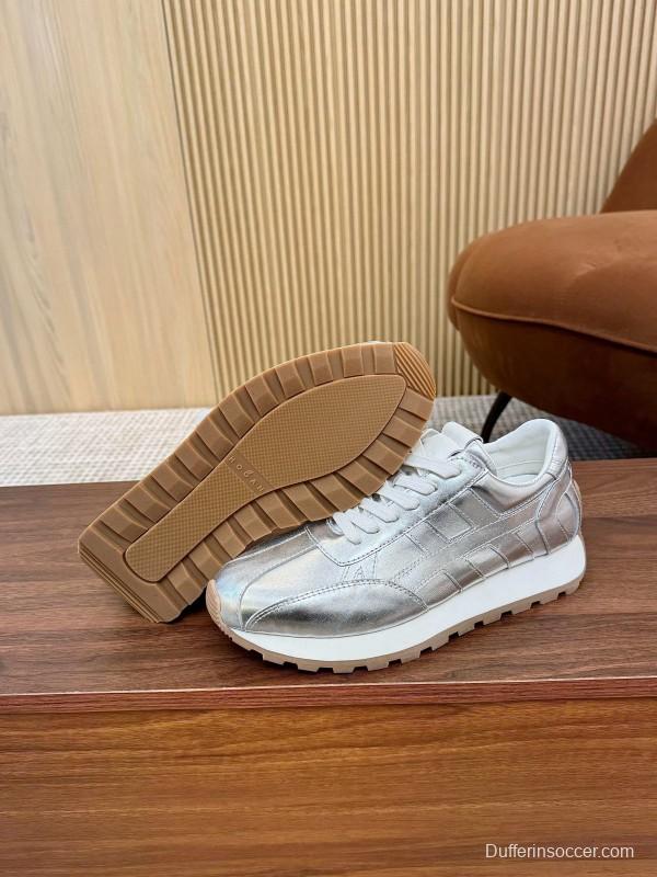 2025 Unisex HOGAN Silver Leather Sneakers