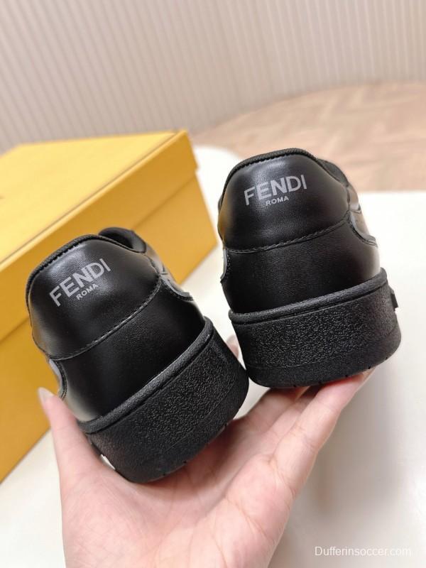 2025 Men Fendi Black Leather Sneakers LY00360(M)