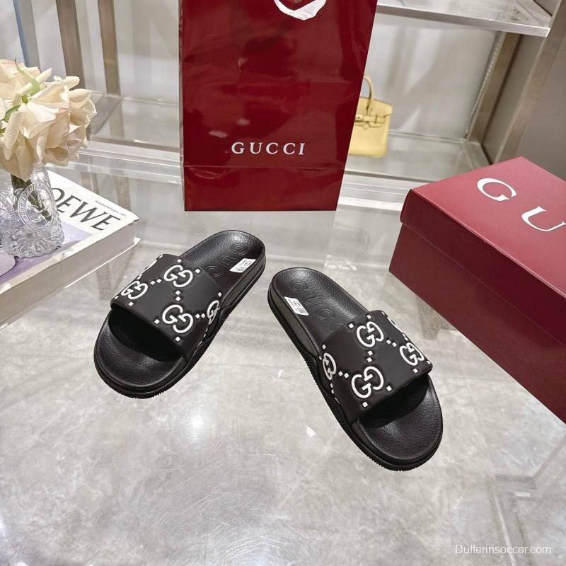 2025 Gucci Black Rubber Slippers
