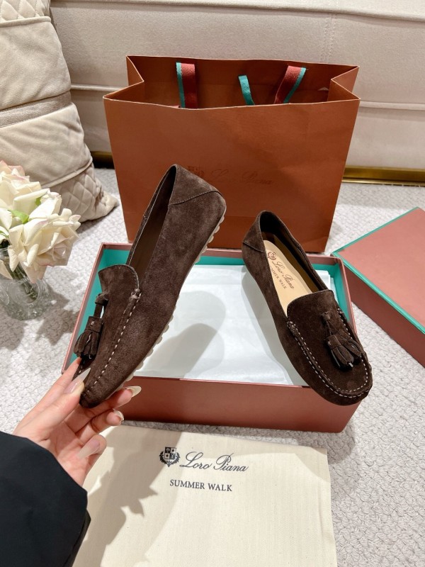 2025 Women Le Parmentier Brown Suede Loafers Tassel LY00291