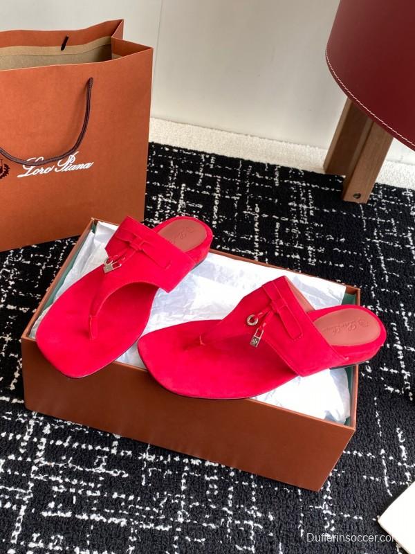 2025 Slippers LP Red Suede Slippers