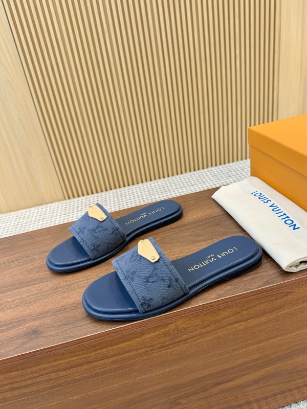 2025 LV Blue Leather Slippers LY00200