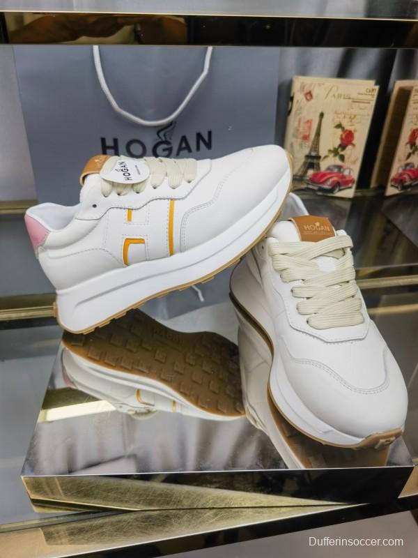 2025 Women HOGAN White Pink Leather Sneakers LY00360