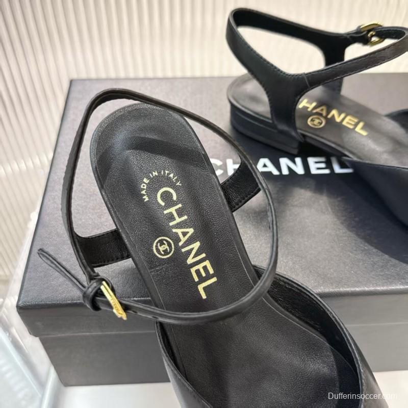 2025 Women Chanel Black Leather Patent Leather Loafers