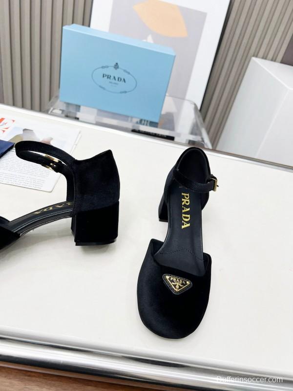 2025 Women Prada Black Suede Mary Jane Buckle LY00270