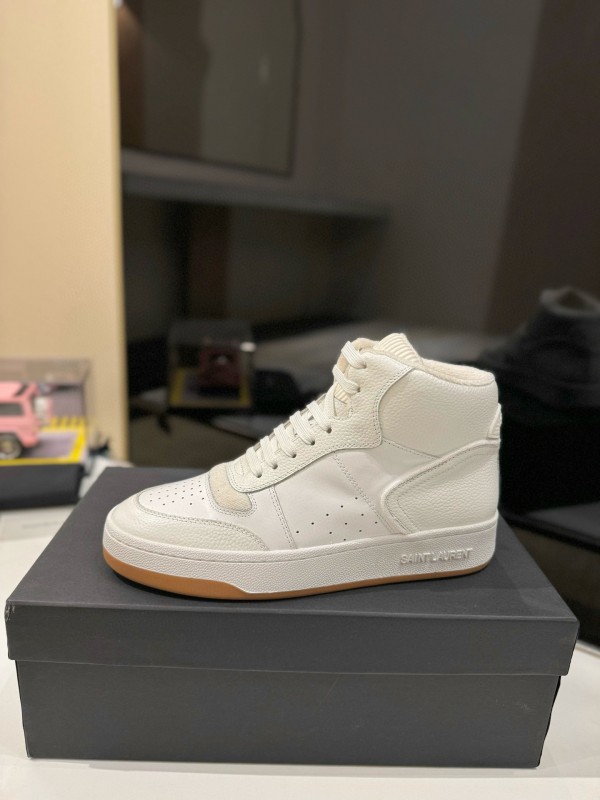 2024 Men Yves Saint Laurent white leather high top sneakers MJ00390