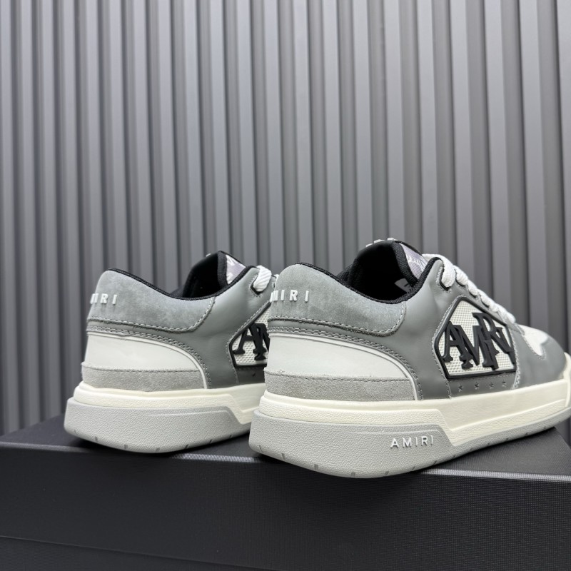 2025 Unisex Amiri White Grey Leather Sneakers MJ00360