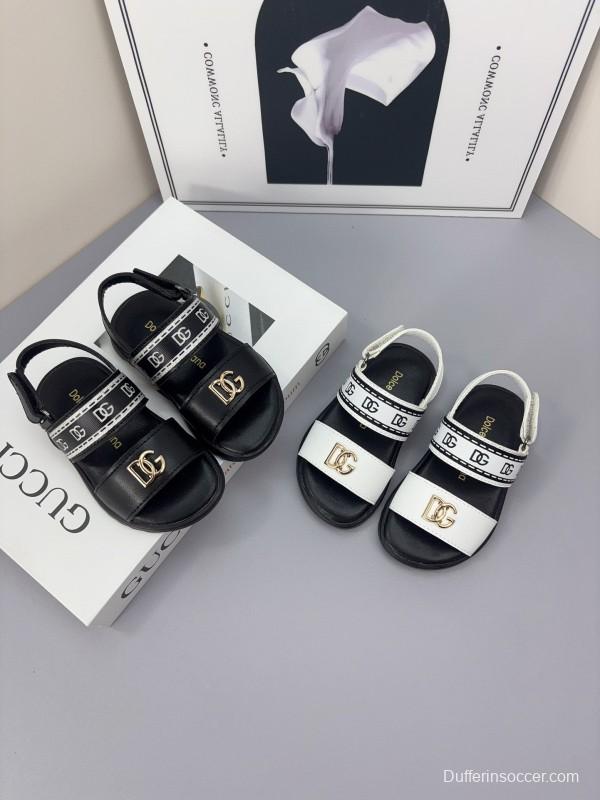 2025 Kids Dolce & Gabbana Black White Leather Sandals