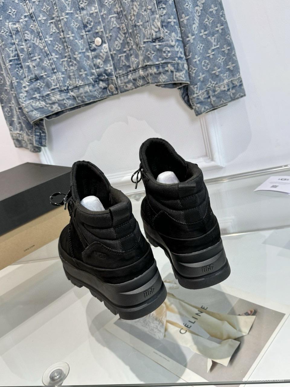 2024 Unisex UGG black suede platform boots