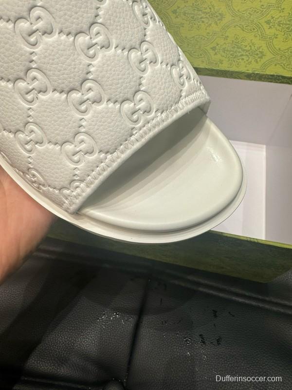 2024 GUCCI White Leather Slippers MJ00200