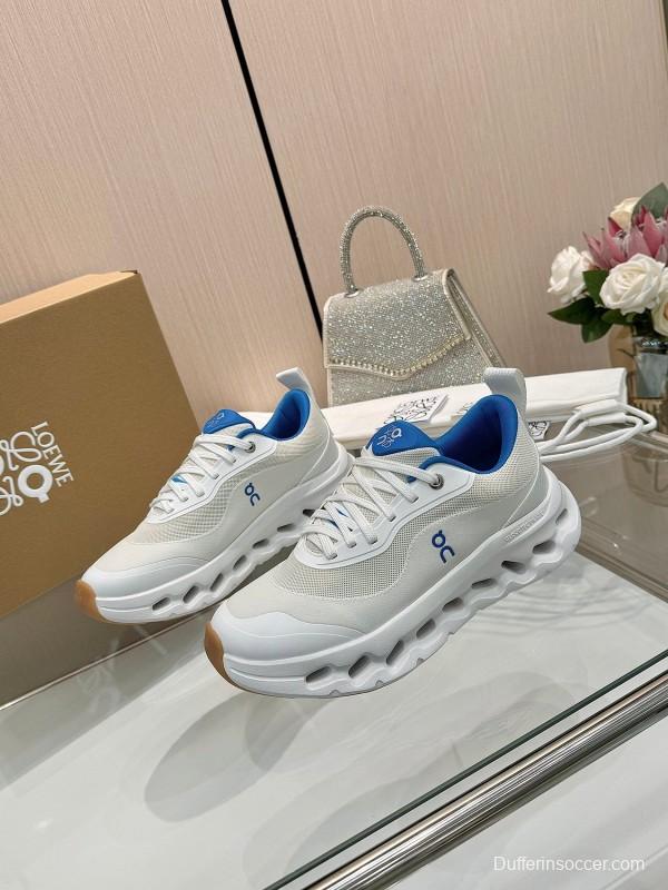 2025 Women Loewe White Blue Mesh Leather Sneakers