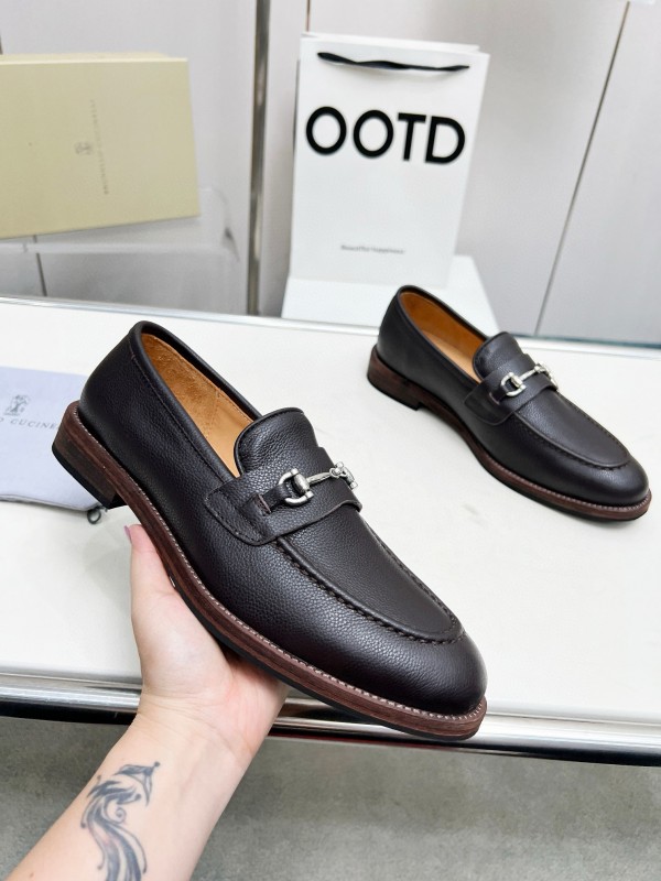 2024 Men Brunello Cucinelli Black Leather Loafers