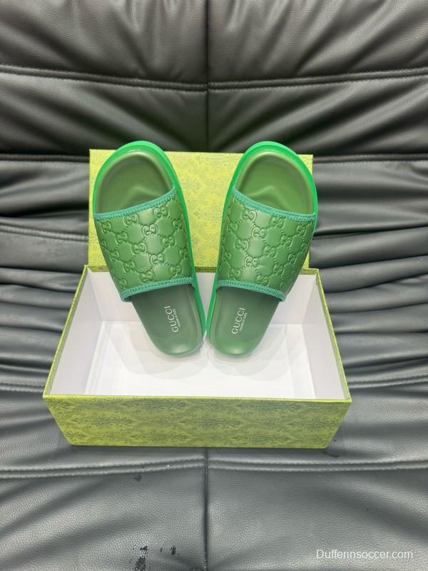 2024 Unisex Gucci Green Leather Mules MJ00200