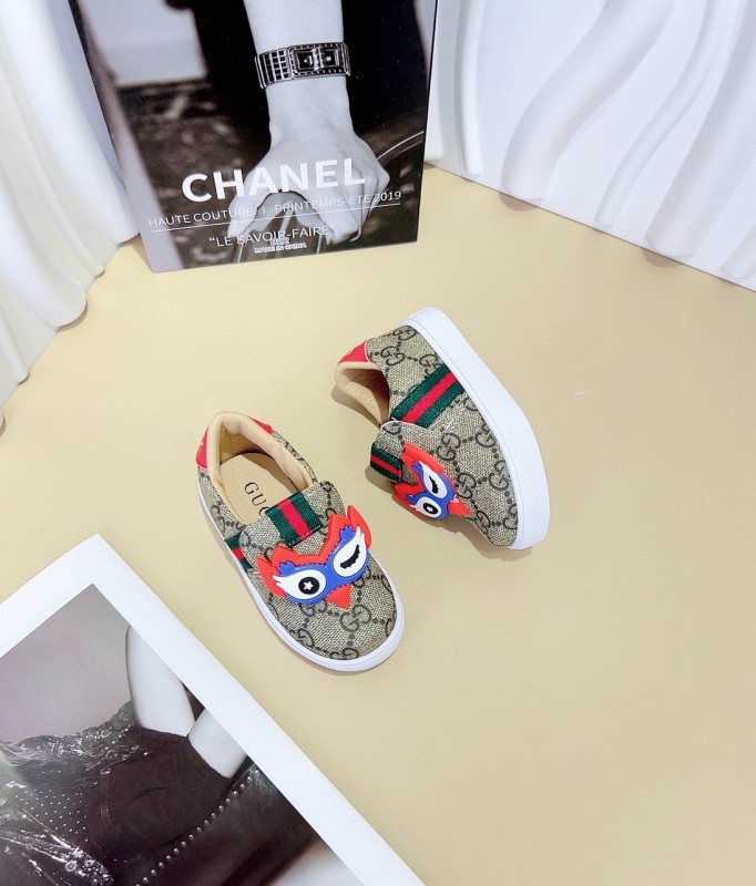 2024 Kids Gucci Brown Red Canvas Slip-On