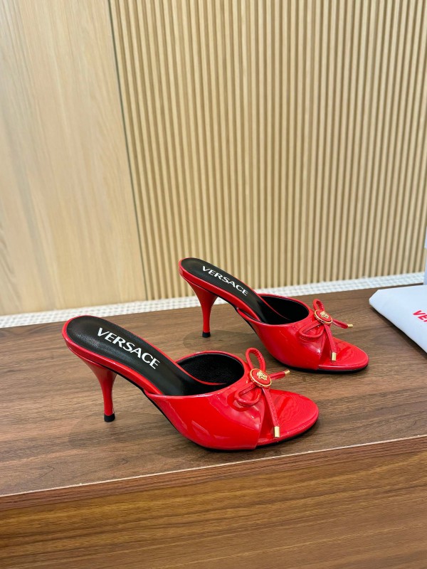 2025 Women VERSACE Red Patent Leather High Heel Bow LY00210
