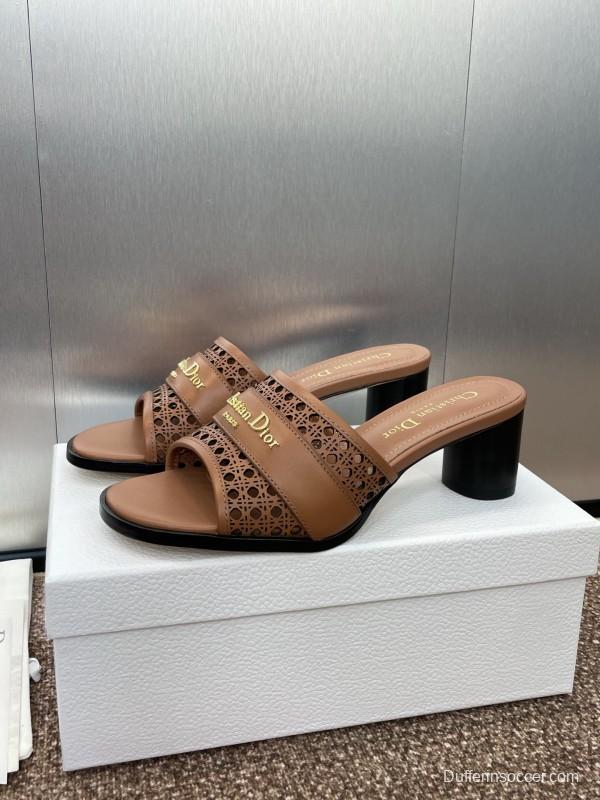 2025 Women Dior Brown Leather Sandals Christian Dior Paris KFY00310