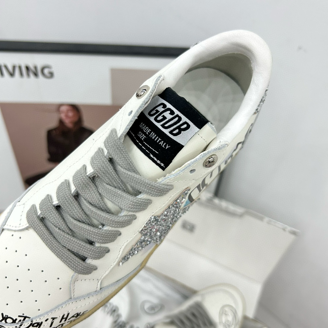 2024 Unisex GGDB White Black Glitter Leather Low-top Sneakers MJ00260