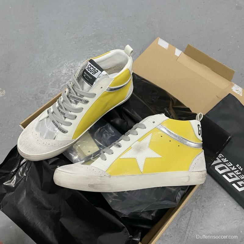 2024 Unisex GGDB Yellow White Leather Suede High Top Sneakers MJ00300