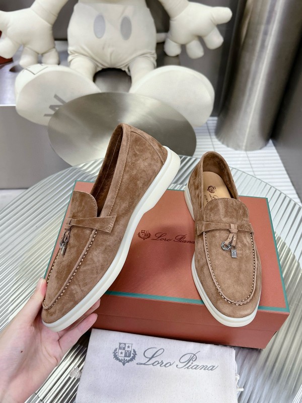2024 Men Loro Piana Brown Suede Loafers MJ00270