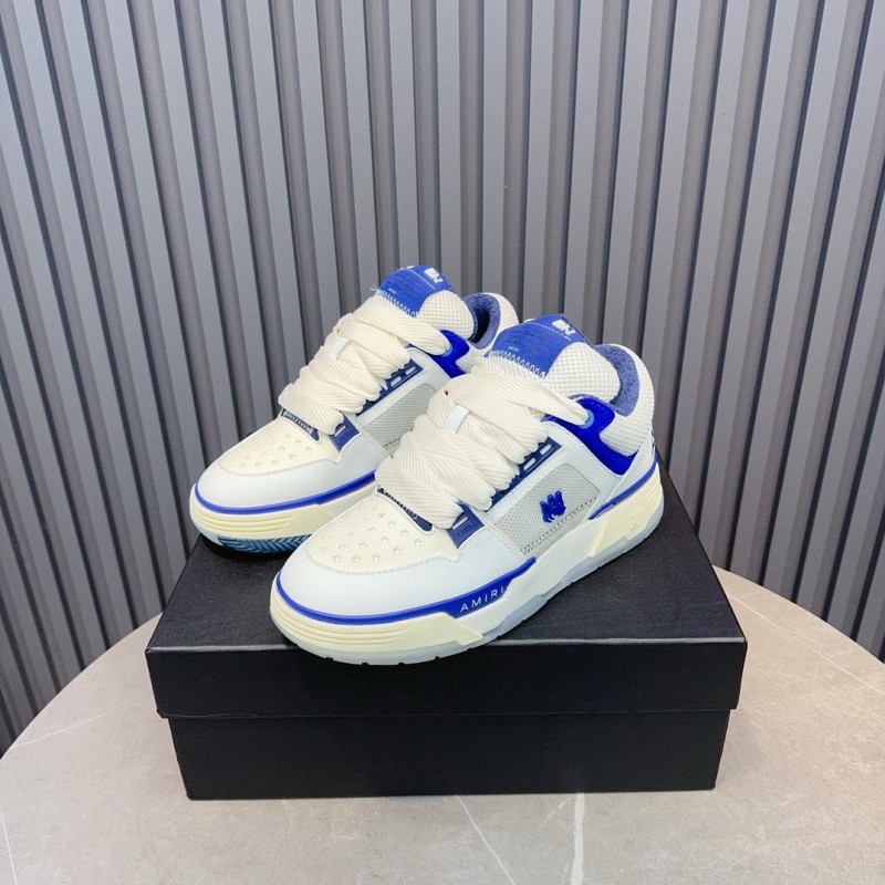 2024 Unisex Amiri White Blue Leather Sneakers MJ00360