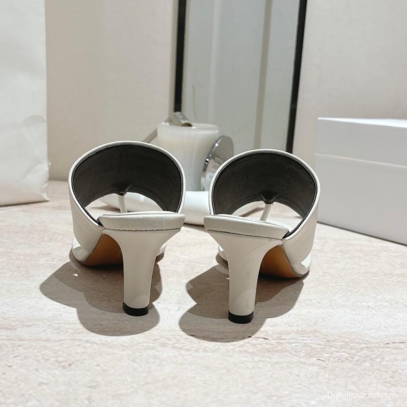 2025 Toteme White Calfskin Slippers