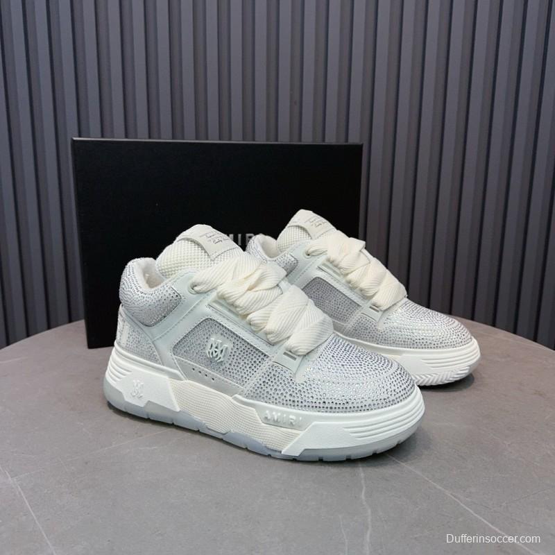 2024 Unisex Amiri White Mesh Leather Sneakers MJ00410