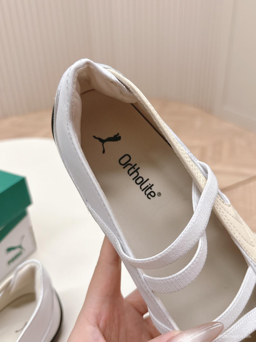 2025 Women PUMA White Leather Ballet Style Shoes