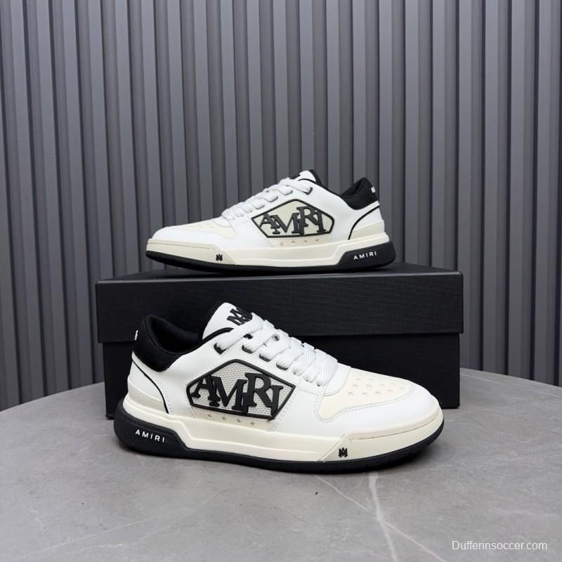 2025 Unisex Amiri White Black Leather Sneakers MJ00360