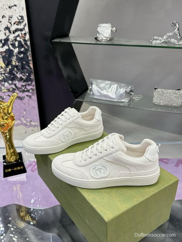 2024 Unisex Gucci White Leather Suede Sneakers MJ00310