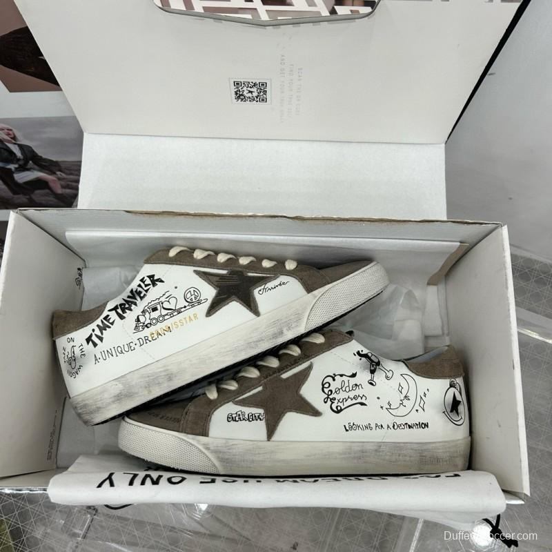 2025 Unisex GGDB White Grey Suede Calf Leather Sneakers