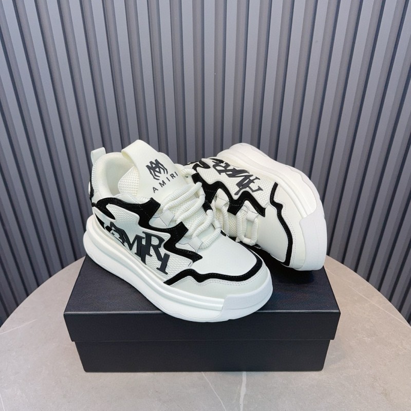 2024 Unisex Amiri White Black Mesh Leather Sneakers MJ00410