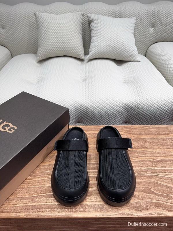 2025 Unisex UGG Black Textile Rubber Slippers Strap KFY00220(F)/KFY00230(M)