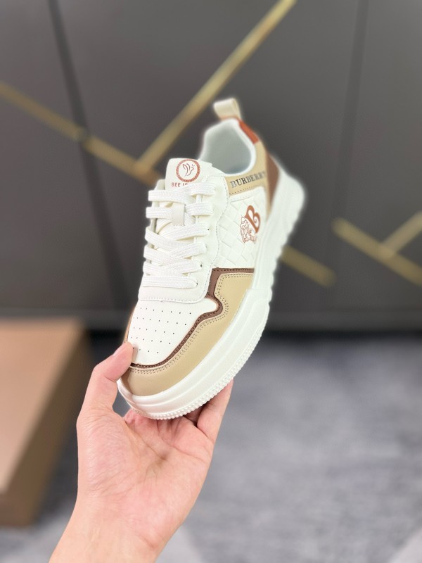 2024 Women Burberry White Beige Leather Sneakers MJ00251