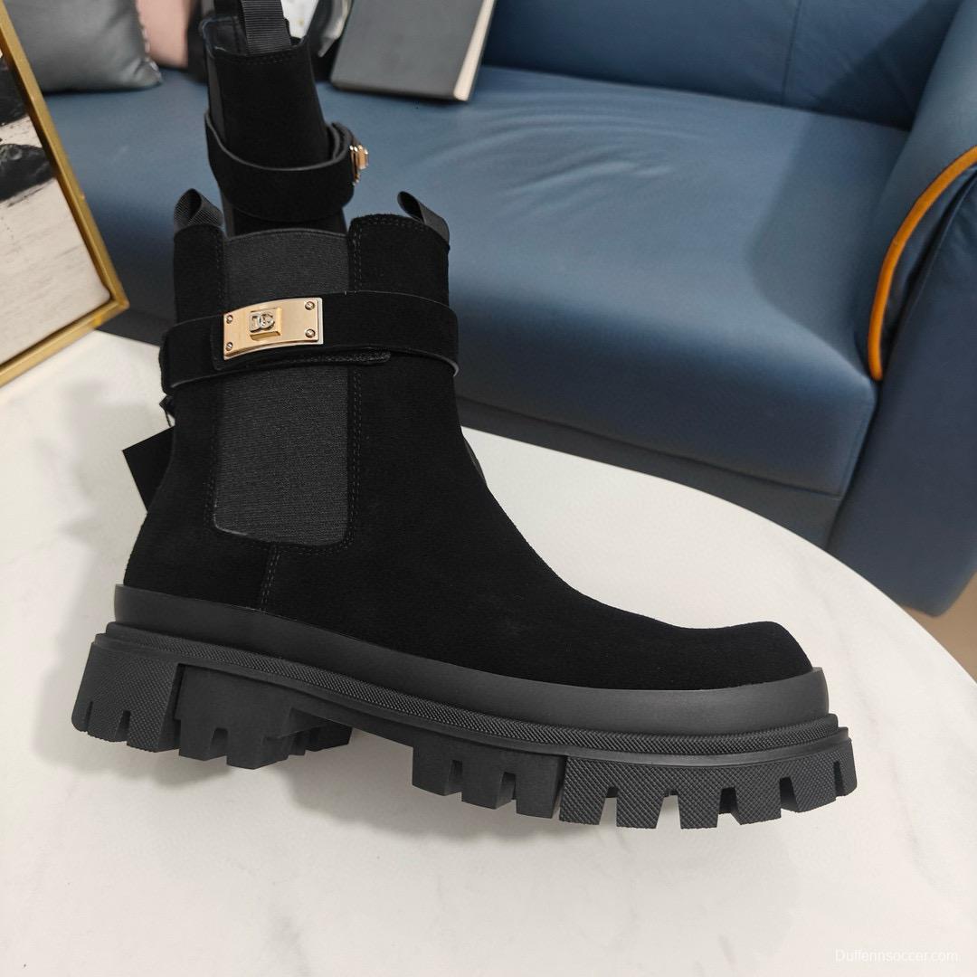 2024 Women Dolce & Gabbana Black Suede Boots MJ00390
