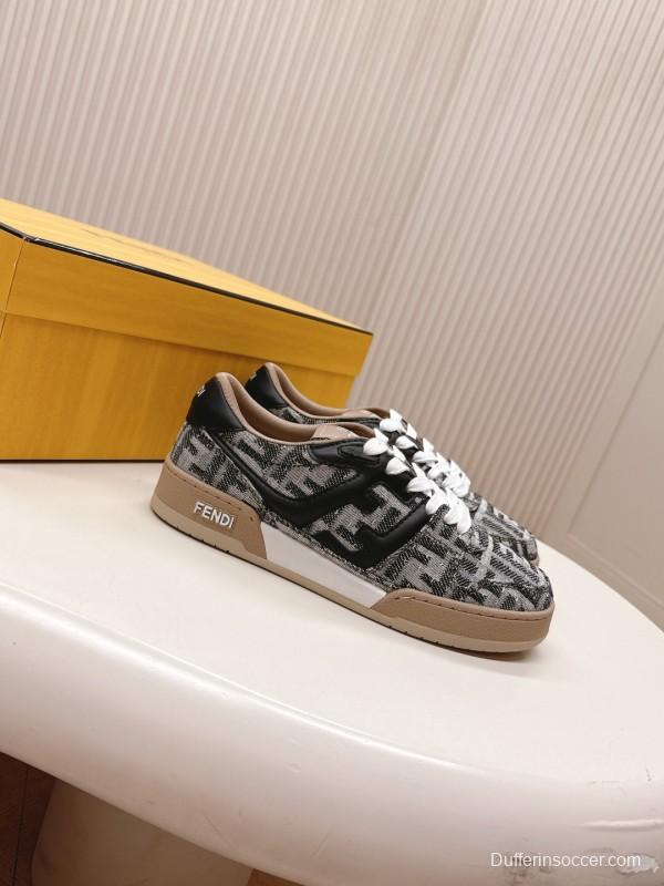 2025 Unisex Fendi Black Grey Brown Leather Fabric Plimsolls FD Match LY00350(F)/LY00360(M)