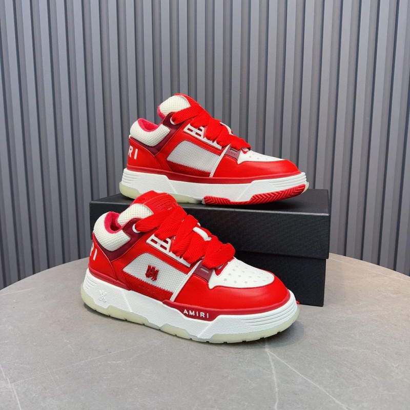 2024 Unisex Amiri埃米尔 Red White Leather Mesh Sneakers MJ00360