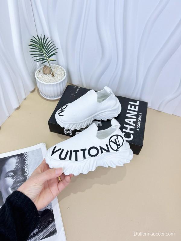 2024 Kids Louis Vuitton Pink White Black Fabric Sneakers