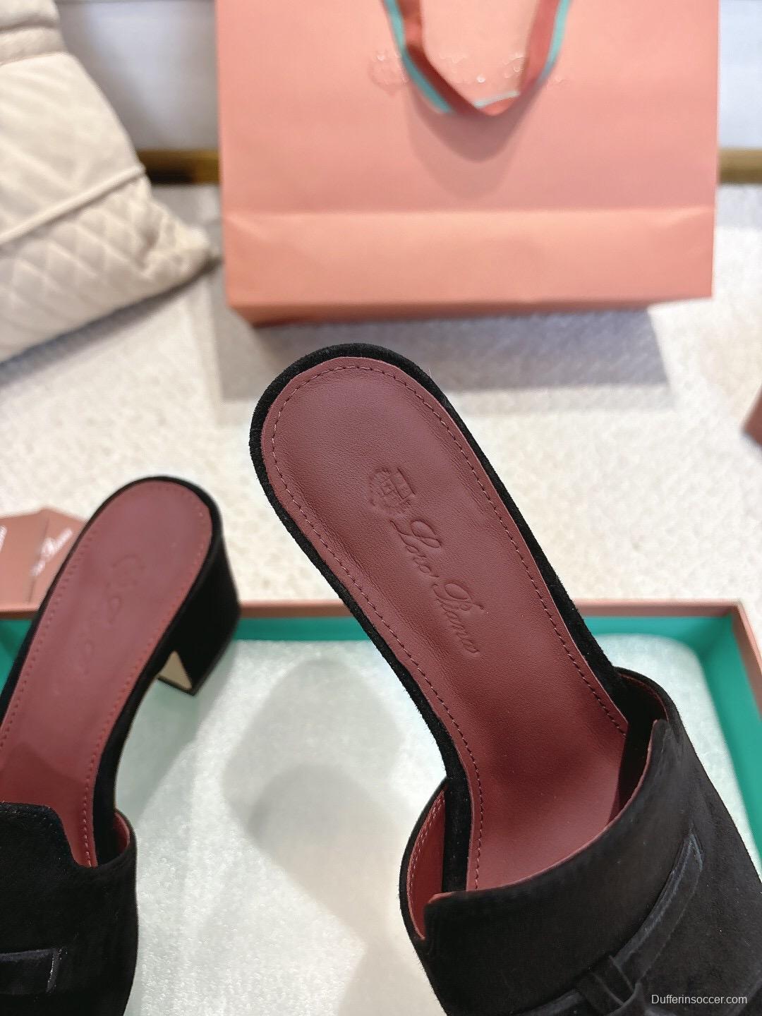 2025 Women LP Black Suede Sandals LY00290