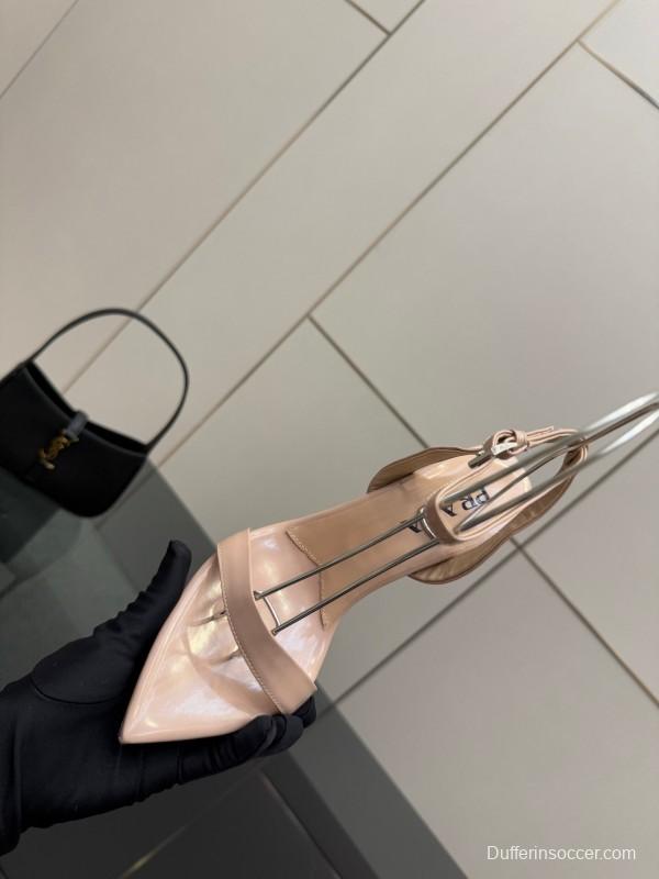 2025 Women Prada Nude Leather Sandals