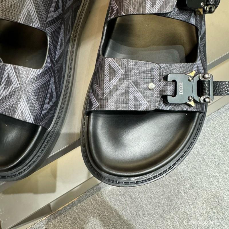 2024 Men Dior Black Grey Canvas Leather Slippers MJ00200