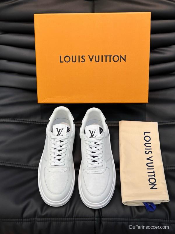 2024 Men Louis Vuitton White Leather Mesh Sneakers MJ00400