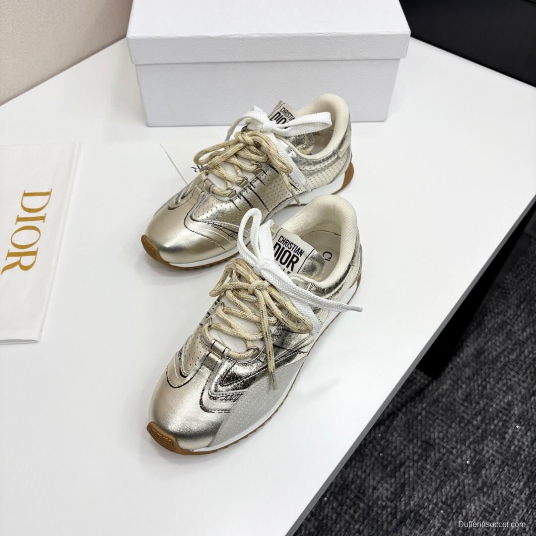 2025 Women Dior Silver Leather Running Shoes LY00300