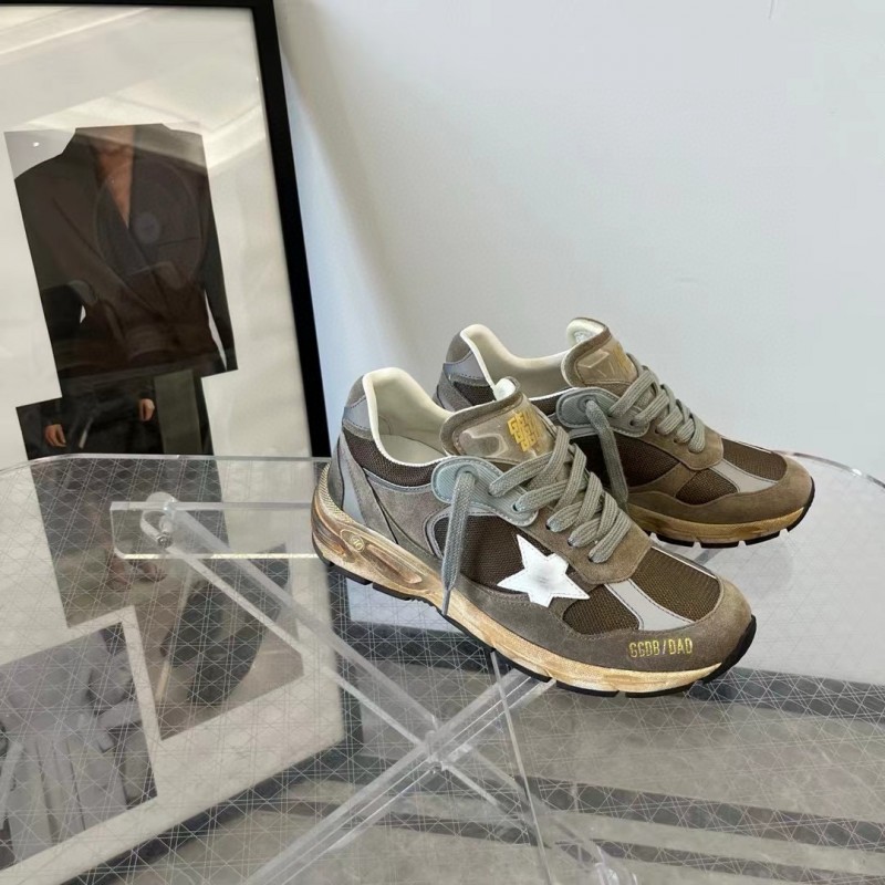 2024 Unisex GGDB Brown Grey Suede Mesh Sneakers