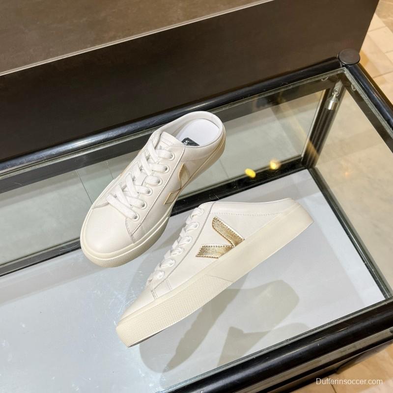 2025 Women VEJA White Canvas Leather Sneakers Slip-On Casual MJ00240